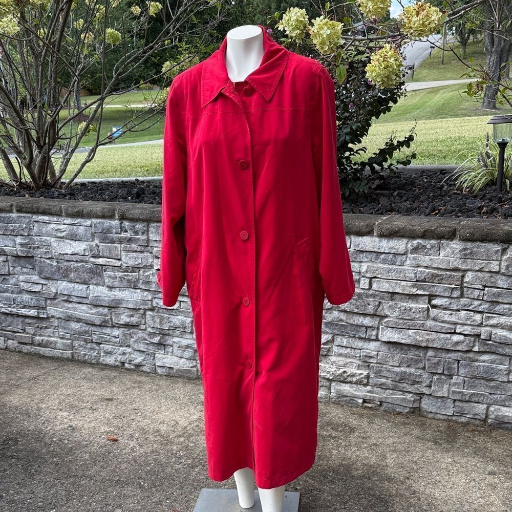 Kristen Blake Vibrant Red Long Trench Coat Size 14